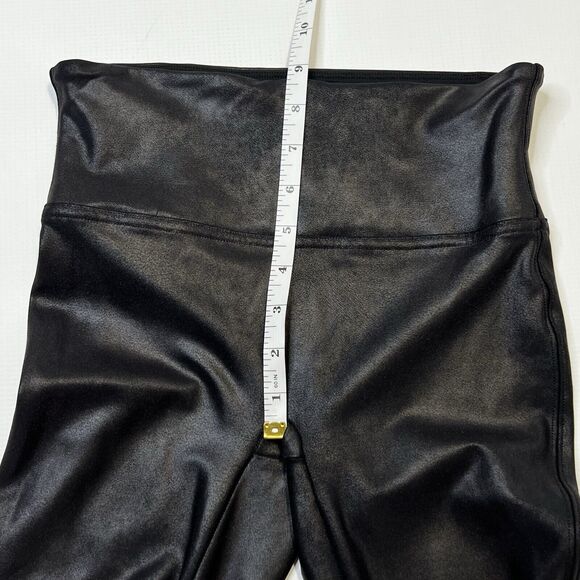SPANX Faux Leather Leggings Women's Black Shiny Coated Shaping Pants Small - Picture 5 of 10